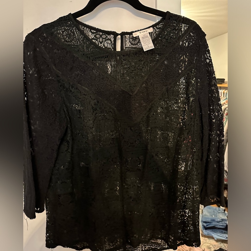 Black lace relaxed top
